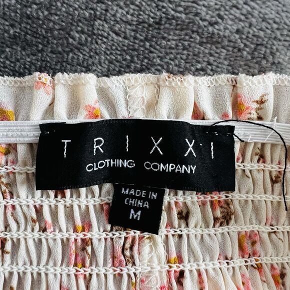 TRIXXI Ditzy Floral Short Puffed Sleeves Smocked Bodycon Mini Dress M Fitted - Picture 7 of 11